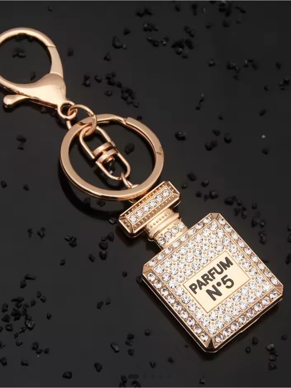 PARFUM N°5 Gold Crystal Perfume Bottle Keychain - Women Accessories